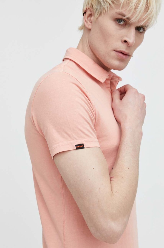 Bavlnené polo tričko Superdry jednofarebný ružová M1110323A.MUI