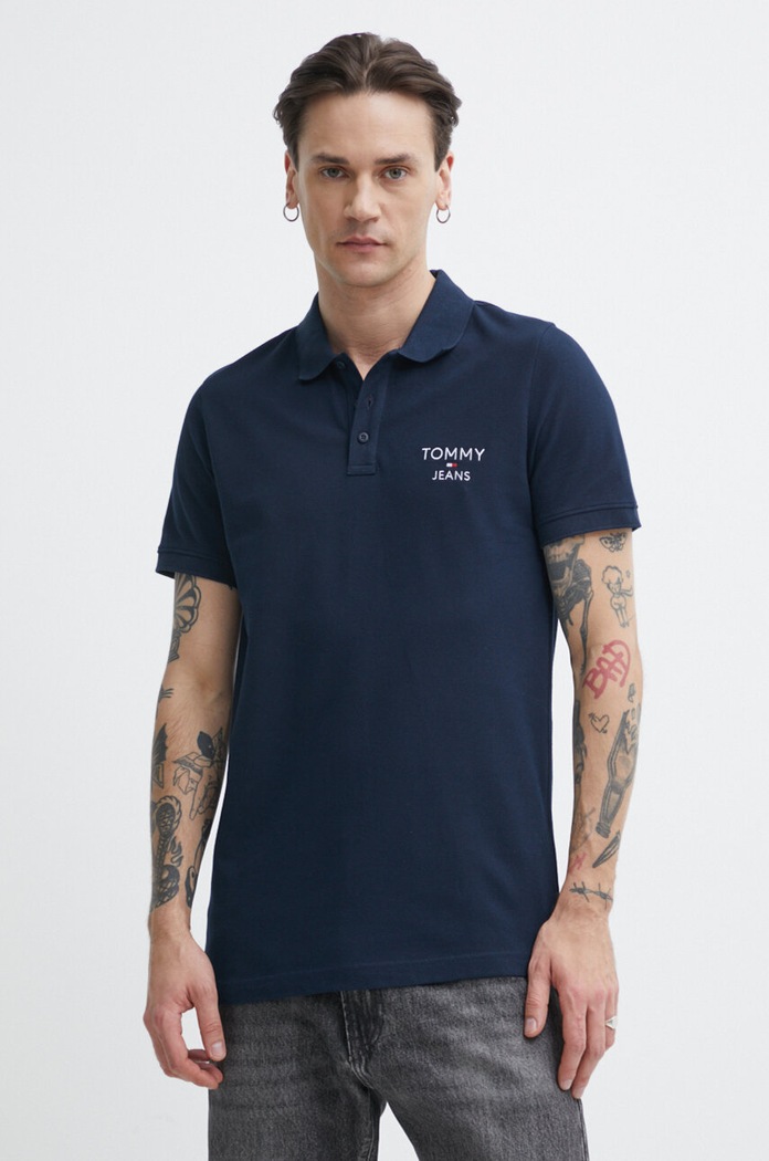 Tommy Jeans Polo bawełniane DM0DM18927 granatowy SS24