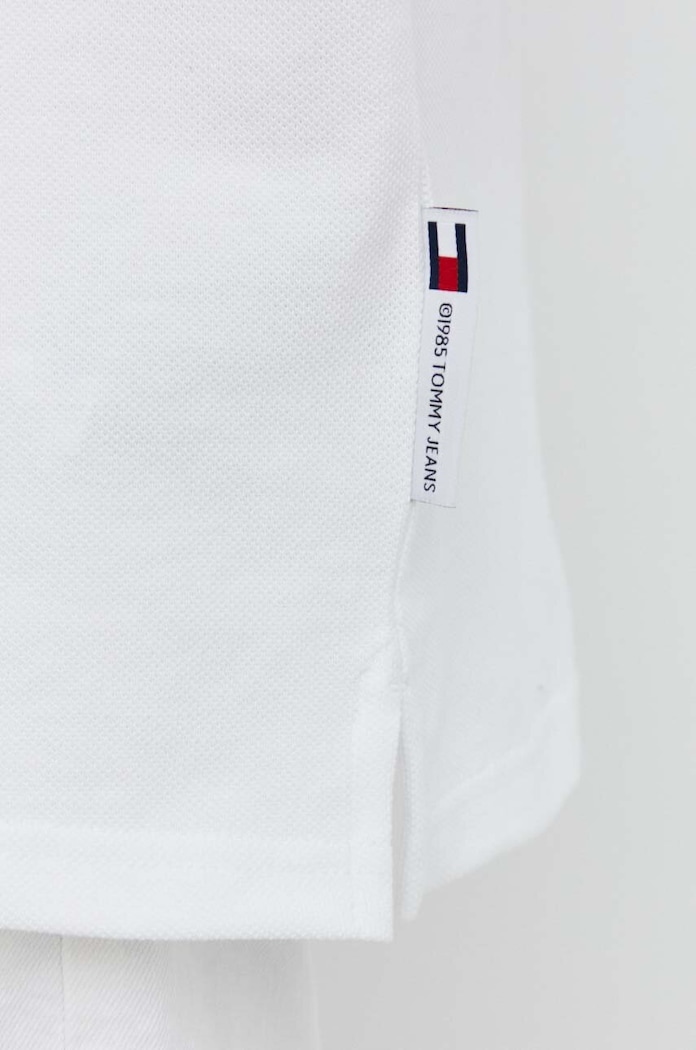 Βαμβακερό μπλουζάκι πόλο Tommy Jeans DM0DM18919 λευκό