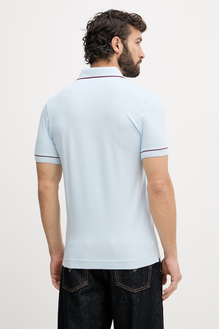 Дрехи Lacoste тениска с яка мъжка от памук с еластан PH8184 син