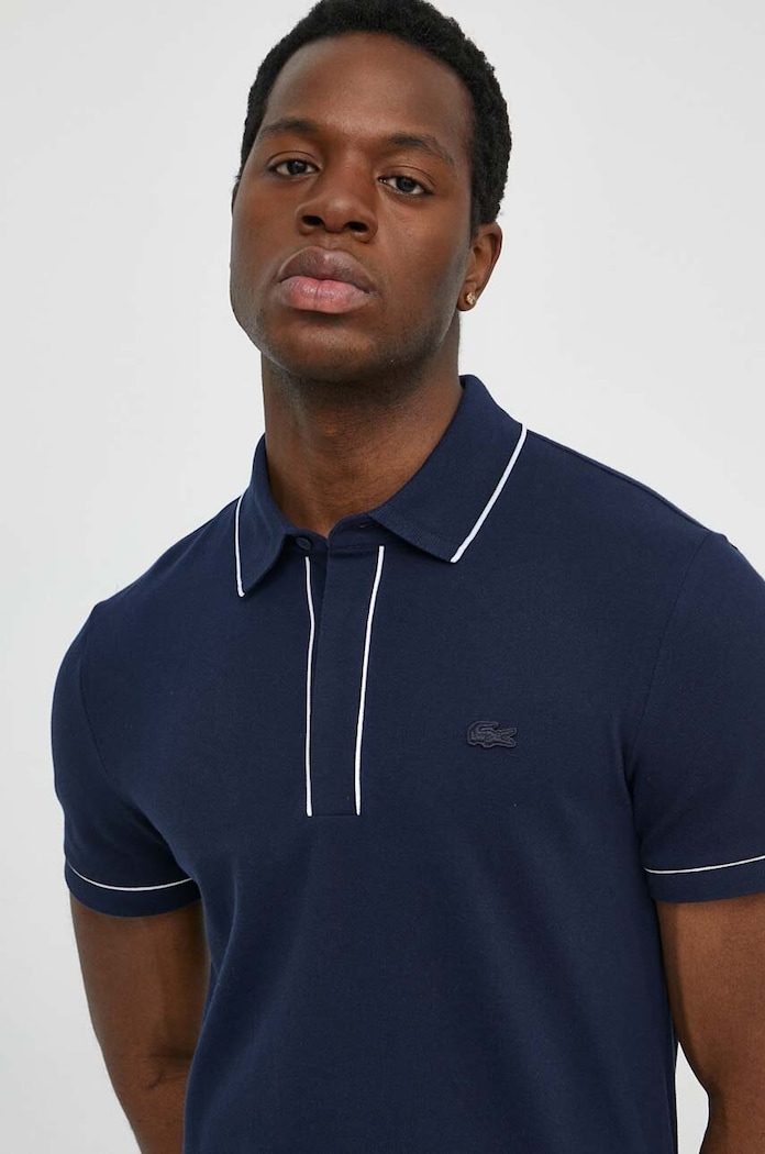 Lacoste Πόλο ανδρικό βαμβακερό με ελαστάν σκούρο μπλε PH8184