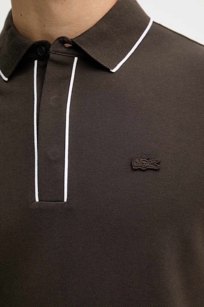 Lacoste Πόλο ανδρικό βαμβάκι με ελαστάν PH8184 καφέ