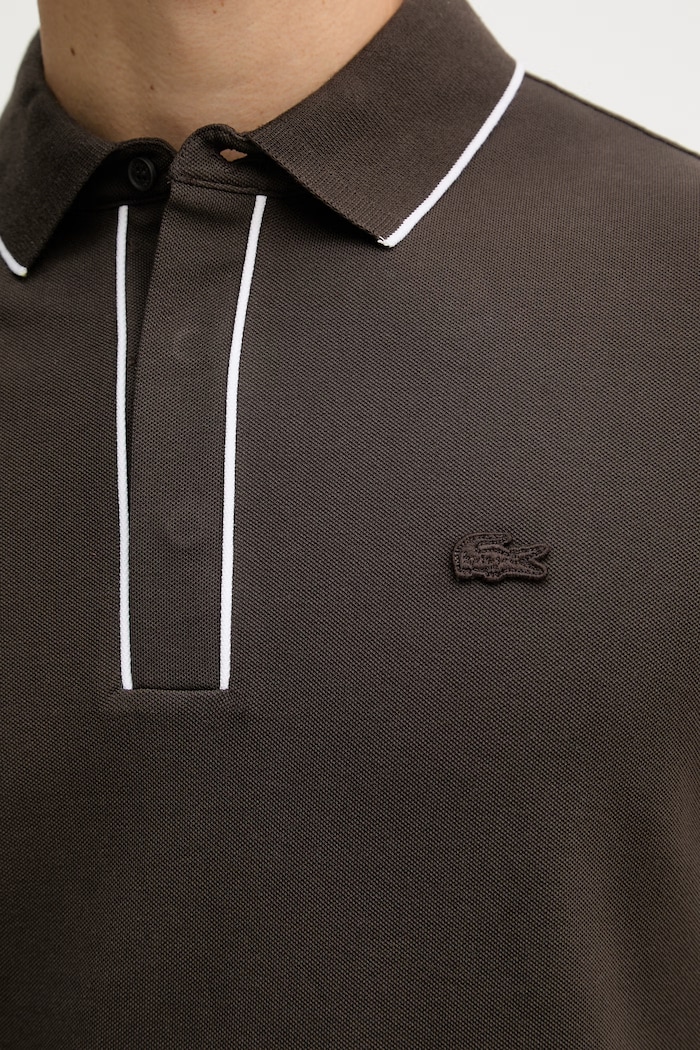 Lacoste Πόλο ανδρικό βαμβάκι με ελαστάν PH8184 καφέ
