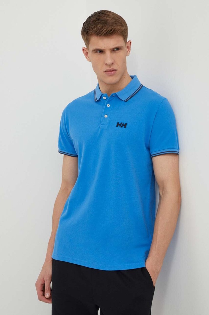 Βαμβακερό μπλουζάκι πόλο Helly Hansen κανονικό μπλε 34297