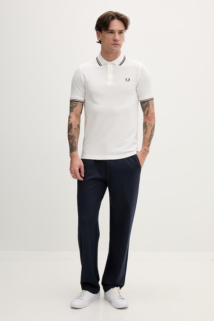 Bombažen polo Fred Perry Twin Tipped Shirt M3600.T60 bela AA00