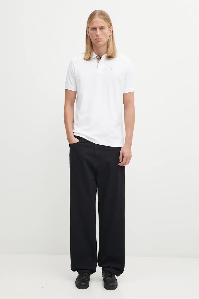 Barbour polo in cotone da uomo MML0012 bianco