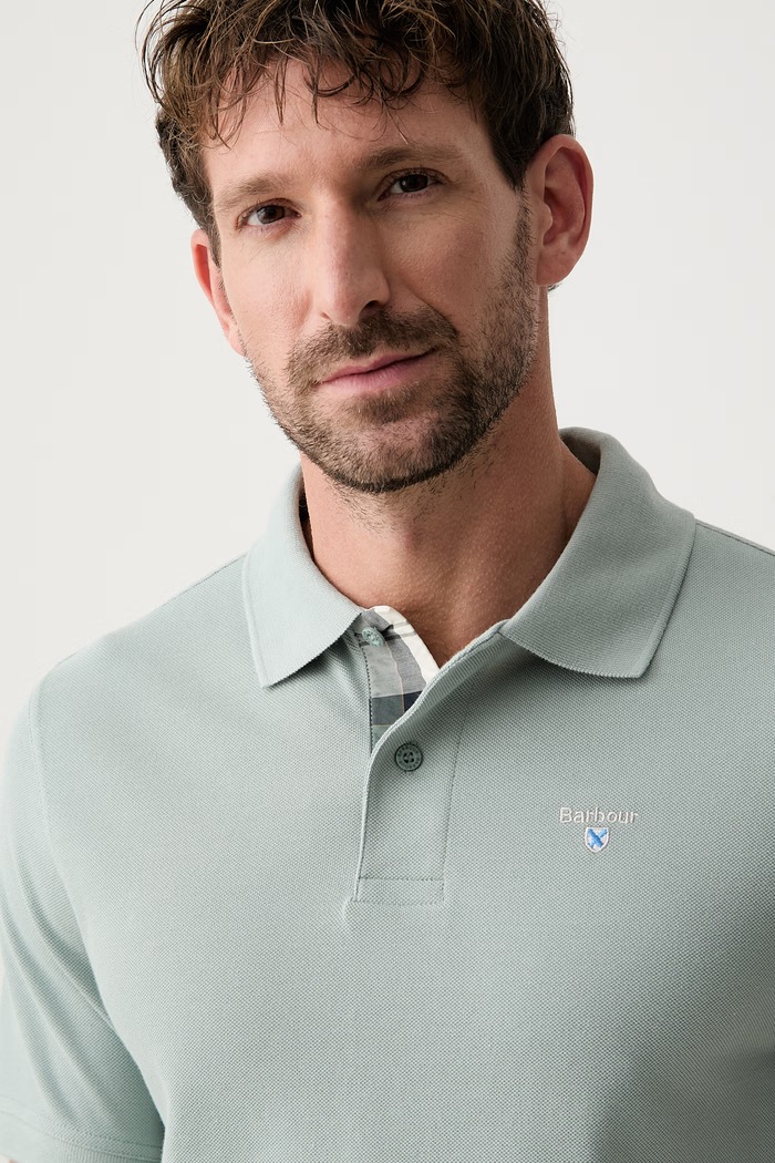 Barbour polo pánské bavlněné zelená MML0012