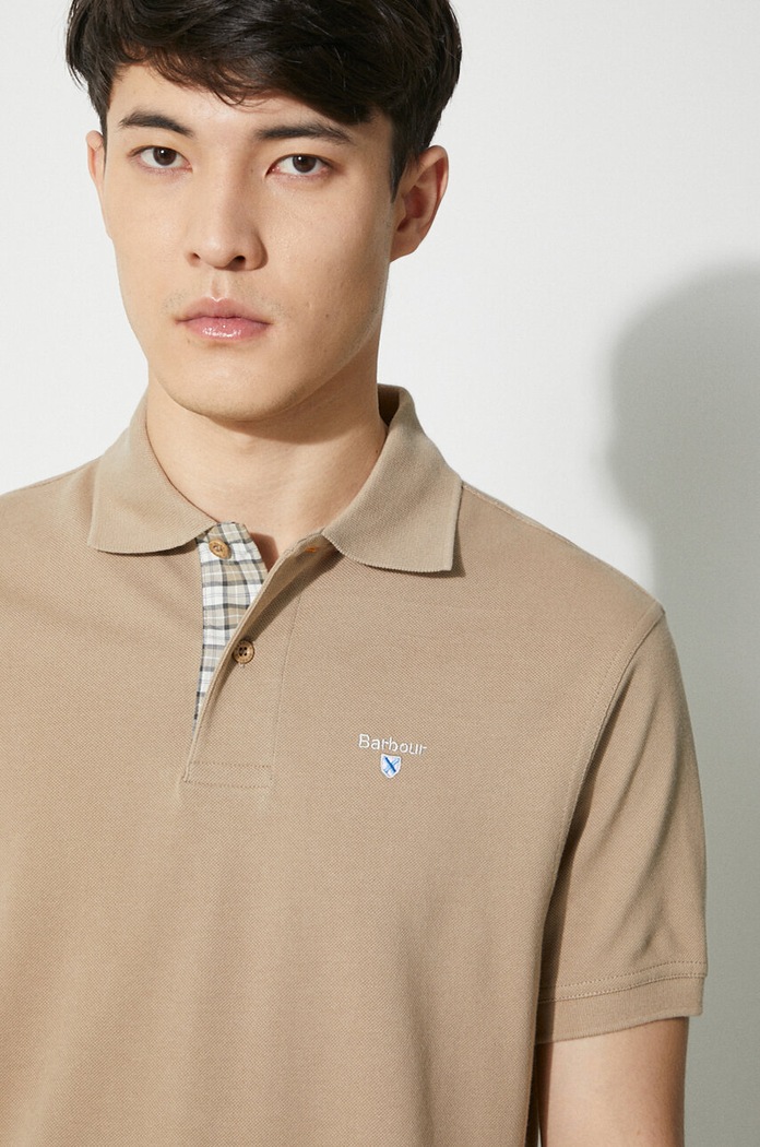 Barbour polo męskie bawełniane MML0012 beżowy