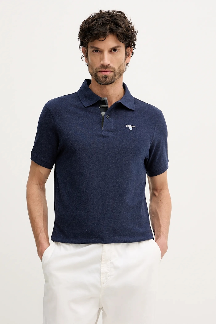 Barbour polo tričko pánske bavlnené nášivka tmavomodrá MML0012