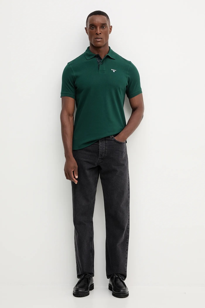 Barbour polo męskie bawełniane MML0012 zielony AA00