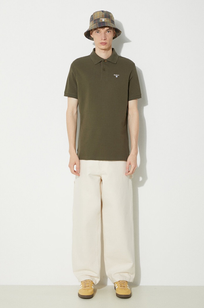 Barbour polo in cotone da uomo regolare verde MML0012