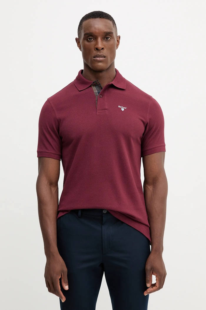 Barbour polo pentru bărbați din bumbac burgundia MML0012
