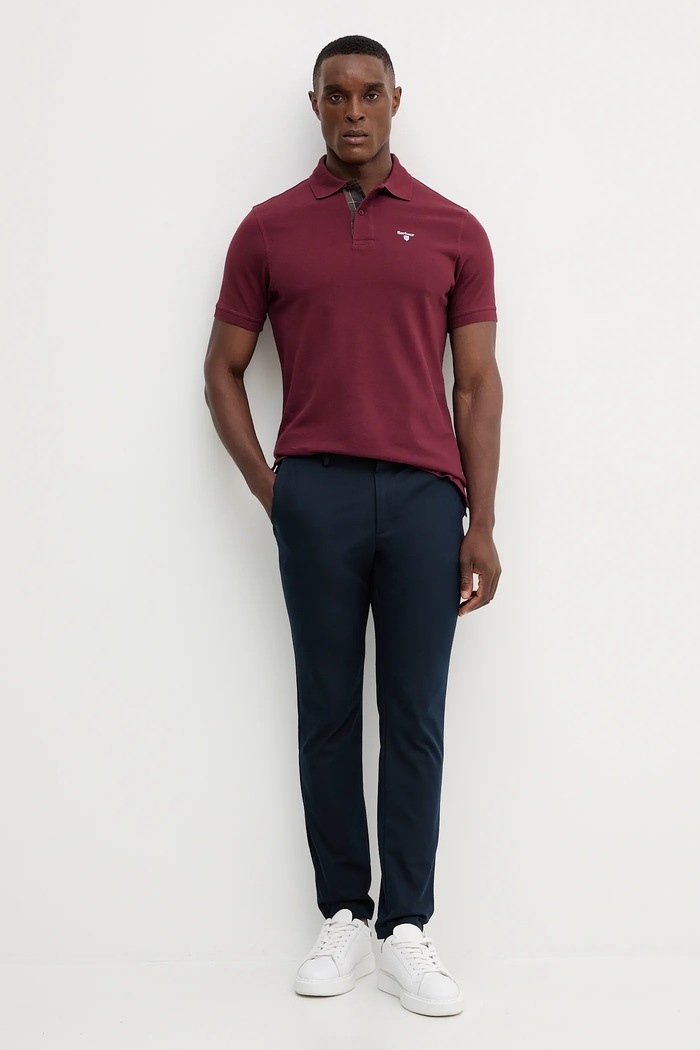 Barbour polo pentru bărbați din bumbac MML0012 burgundia AA00