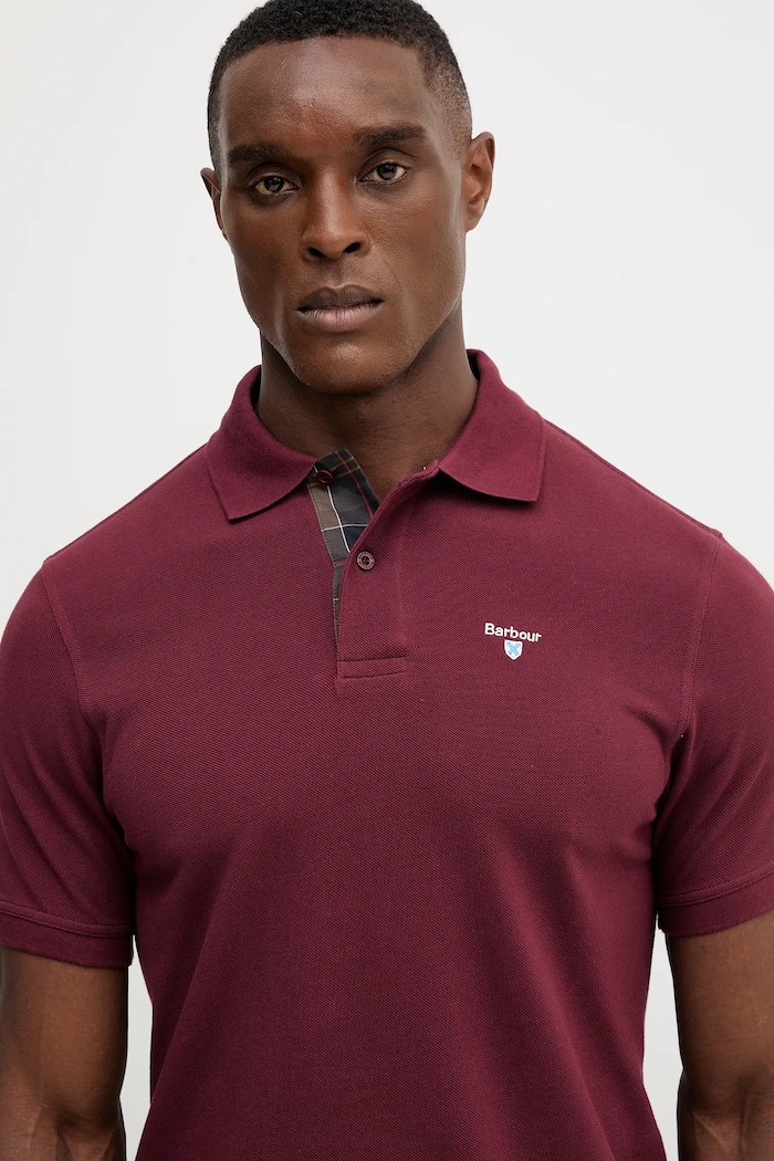 Barbour polo pentru bărbați din bumbac burgundia MML0012