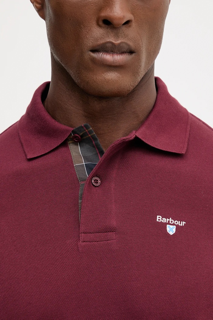 Barbour polo pentru bărbați din bumbac MML0012 burgundia