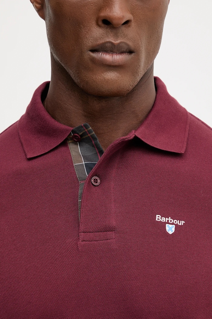 Barbour polo pentru bărbați din bumbac MML0012 burgundia
