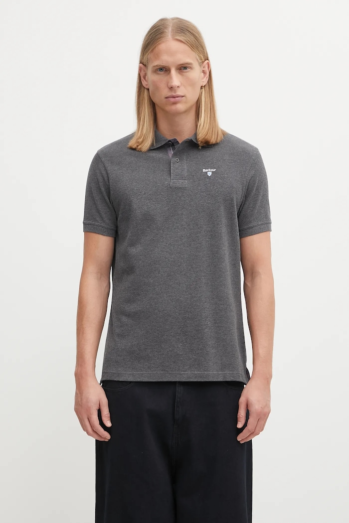 Barbour polo in cotone da uomo grigio MML0012