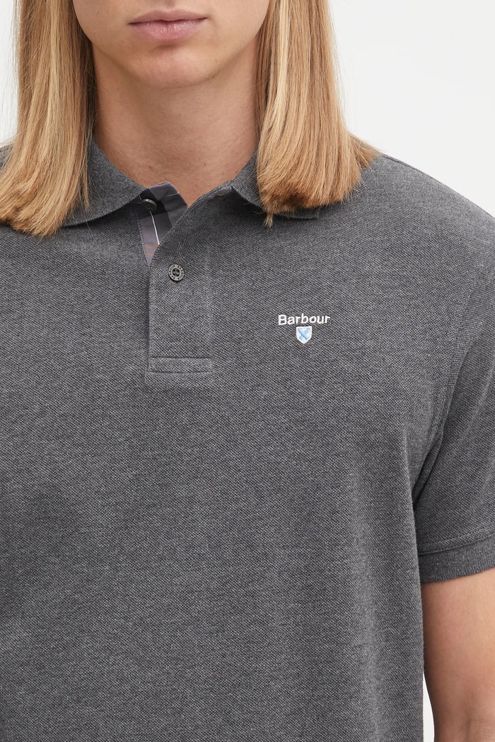 Barbour polo in cotone da uomo grigio MML0012