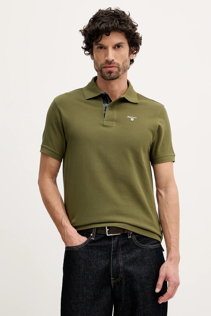 Barbour polo tričko pánske bavlnené nášivka zelená MML0012