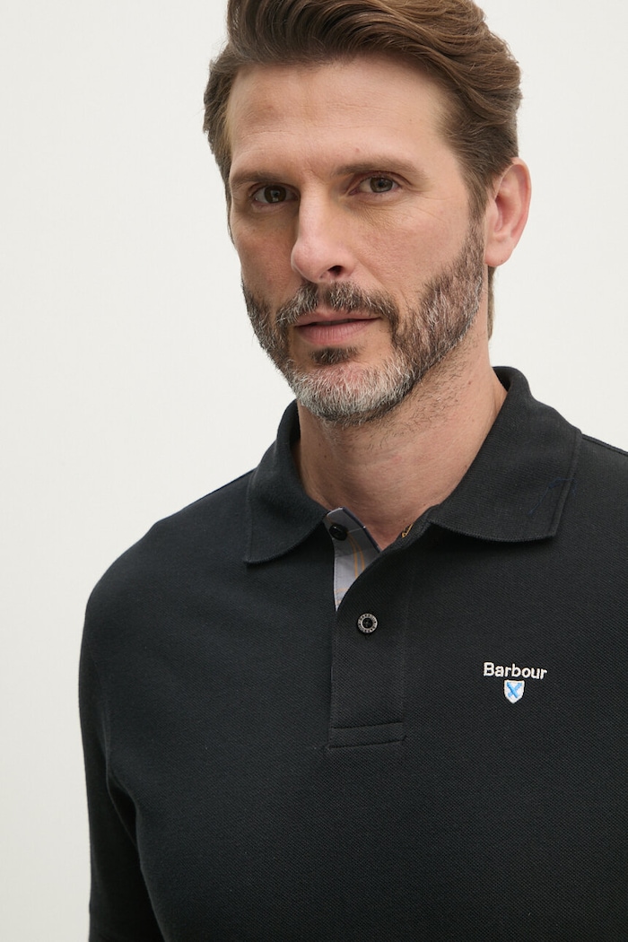 Barbour polo tričko pánske bavlnené čierna MML0012