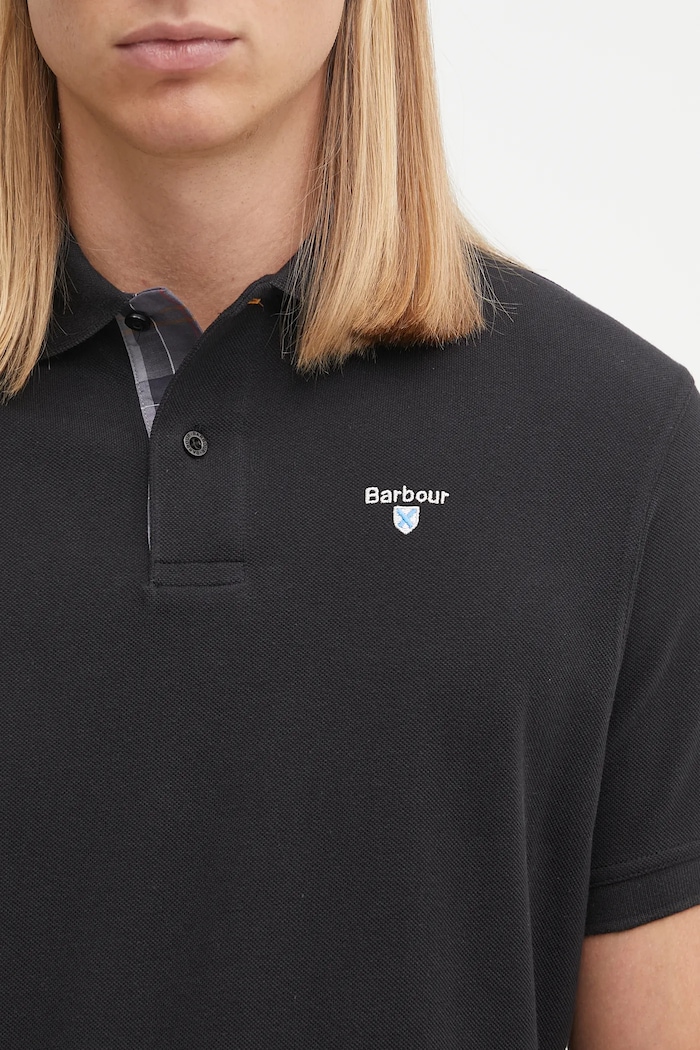 Barbour polo in cotone da uomo nero MML0012