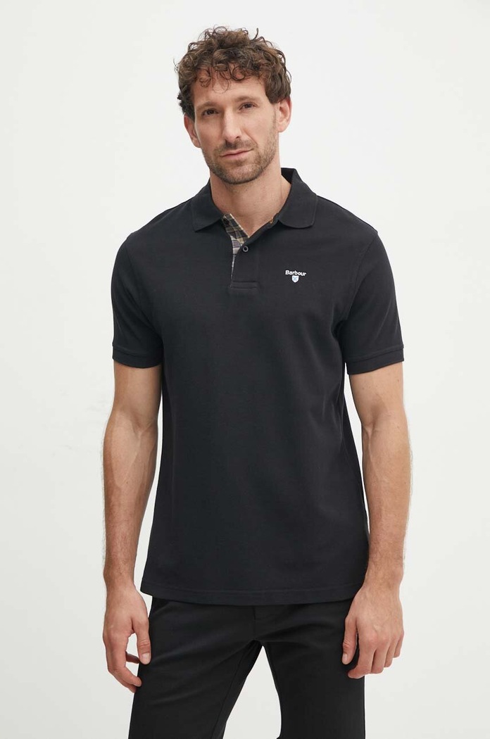 Barbour polo męskie bawełniane regular czarny MML0012