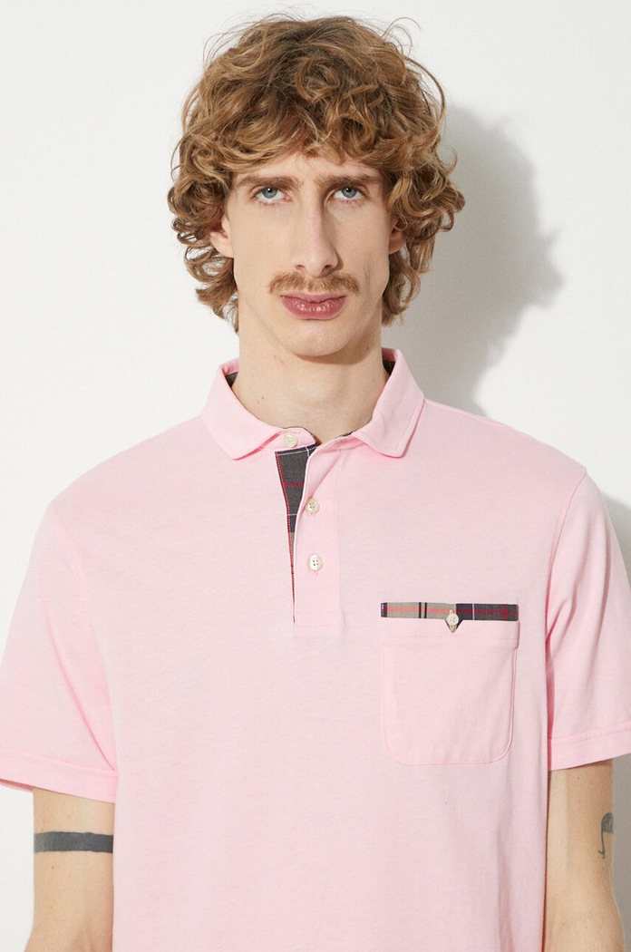 Bavlněné polo tričko Barbour Corpatch Polo MML1071 růžová