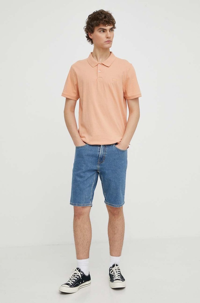 Βαμβακερό μπλουζάκι πόλο Levi's A4842 πορτοκαλί AW24