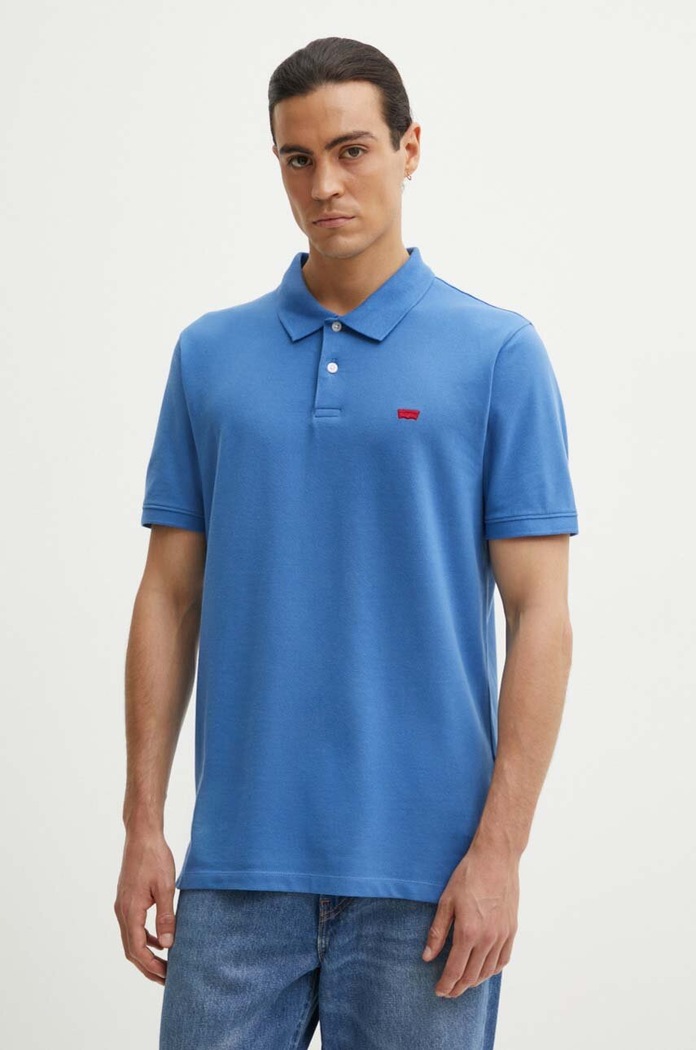 Памучна тениска с яка Levi's вталена син A4842