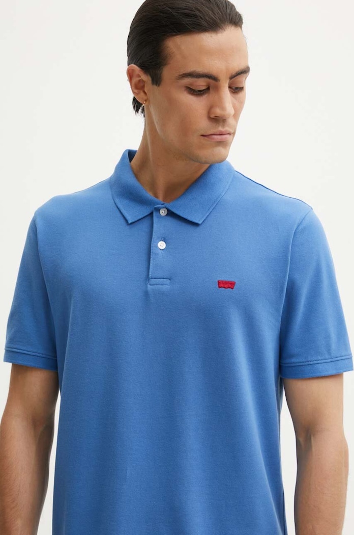 Памучна тениска с яка Levi's син A4842
