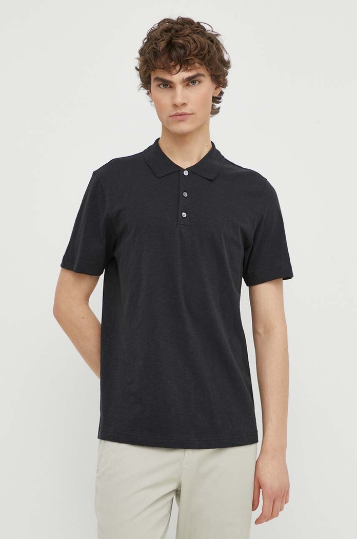 Theory polo de bumbac M0294501 negru AW24