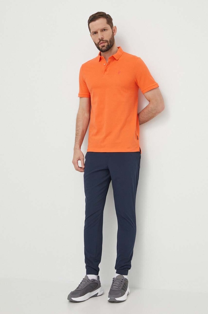 Bavlnené polo tričko Peak Performance jednofarebný oranžová G79486