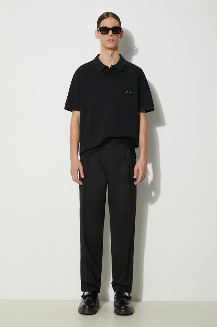 Bavlněné polo tričko Neil Barrett Loose Pierced Nipple Polo MY70223A.Y517.001N černá SS24