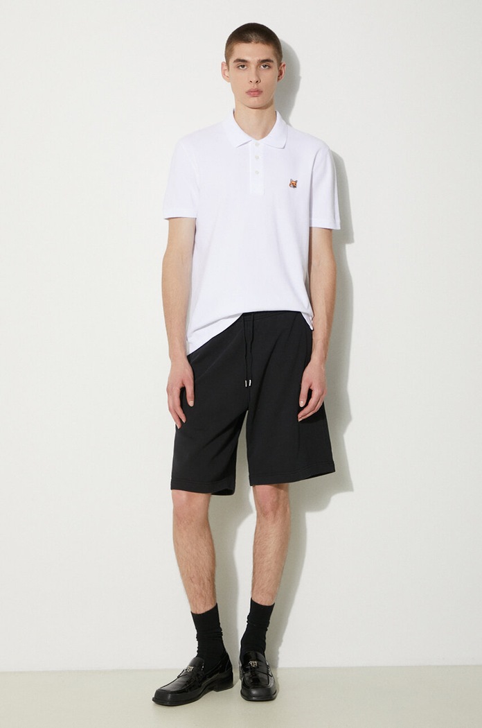 Maison Kitsuné Cotton polo shirt Fox Head Patch Regular Polo LM00208KJ7002 white AW24
