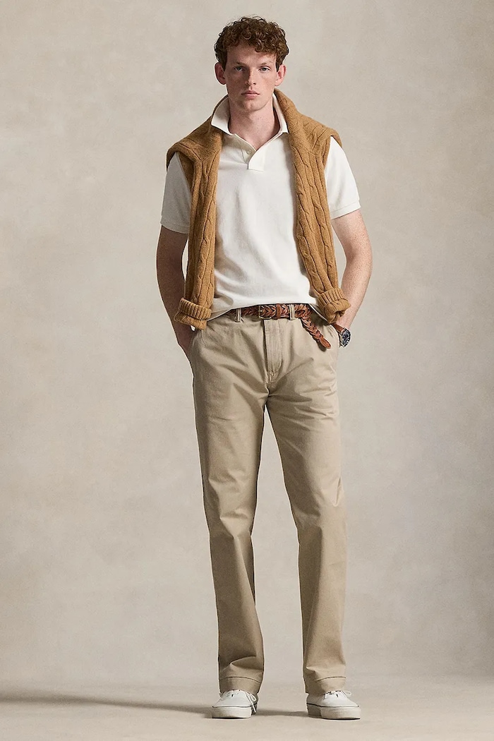 Ρούχα Polo Ralph Lauren πόλο βαμβακερό ανδρικό 710680784 μπεζ