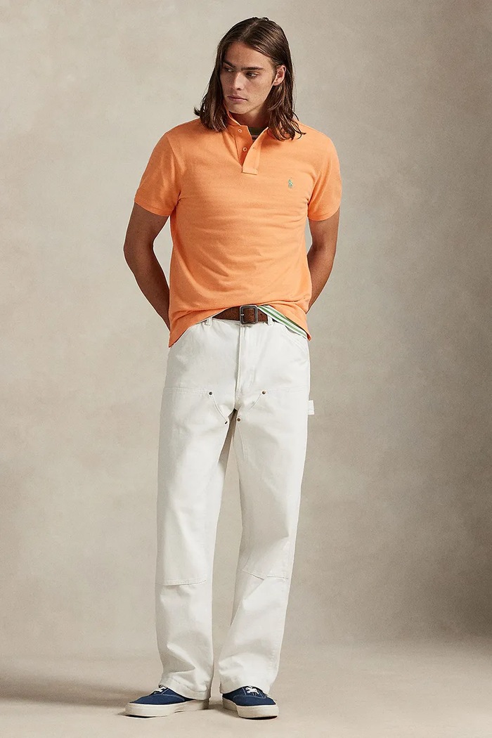 Ρούχα Polo Ralph Lauren πόλο βαμβακερό ανδρικό 710680784 πορτοκαλί