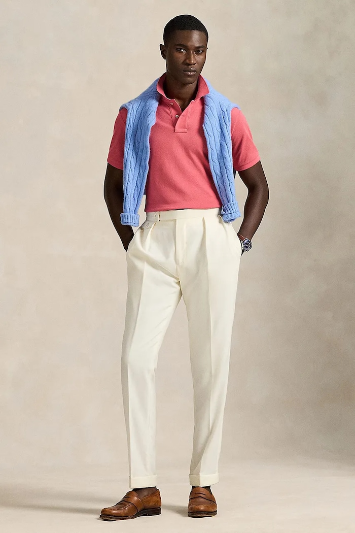 Ρούχα Polo Ralph Lauren πόλο ανδρικό βαμβακερό 710680784 ροζ