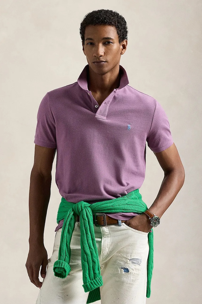 Polo Ralph Lauren Polo męskie bawełniane fioletowy 710680784
