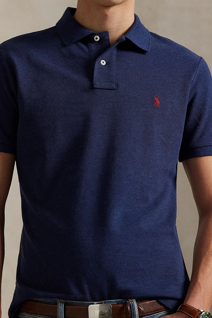Ρούχα Polo Ralph Lauren πόλο βαμβακερό ανδρικό 710680784 σκούρο μπλε