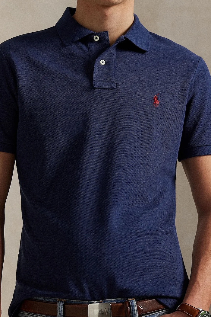 Ρούχα Polo Ralph Lauren πόλο βαμβακερό ανδρικό 710680784 σκούρο μπλε