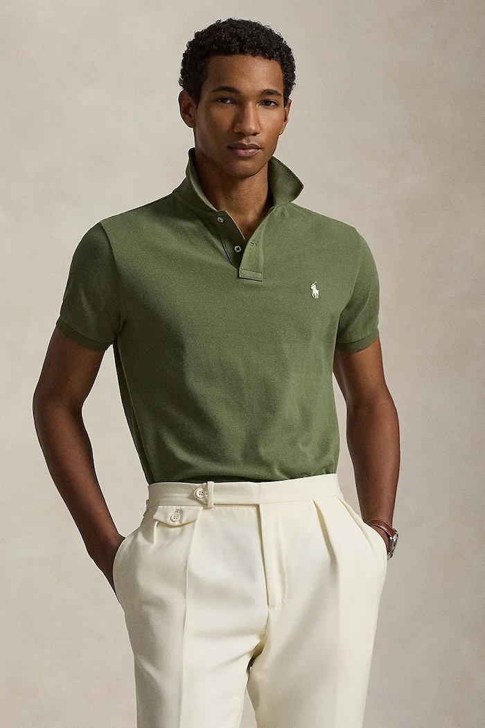 Polo Ralph Lauren Πόλο βαμβακερό ανδρικό slim πράσινο 710680784