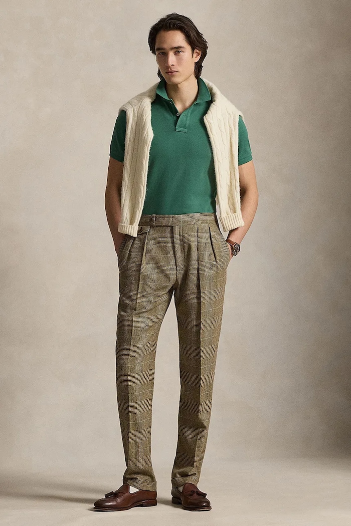 Дрехи Polo Ralph Lauren тениска с яка мъжка от памук 710680784 зелен