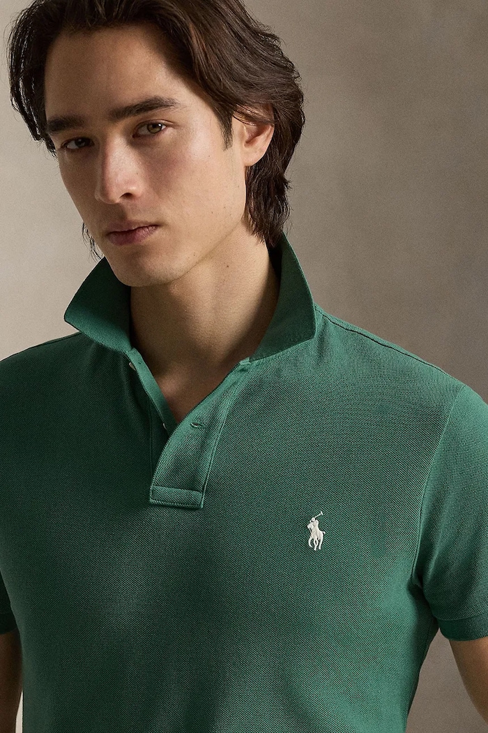 Polo Ralph Lauren тениска с яка мъжка от памук зелен 710680784