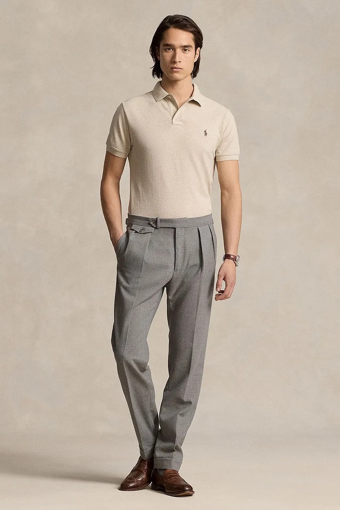 Ρούχα Polo Ralph Lauren πόλο ανδρικό βαμβακερό 710680784 μπεζ