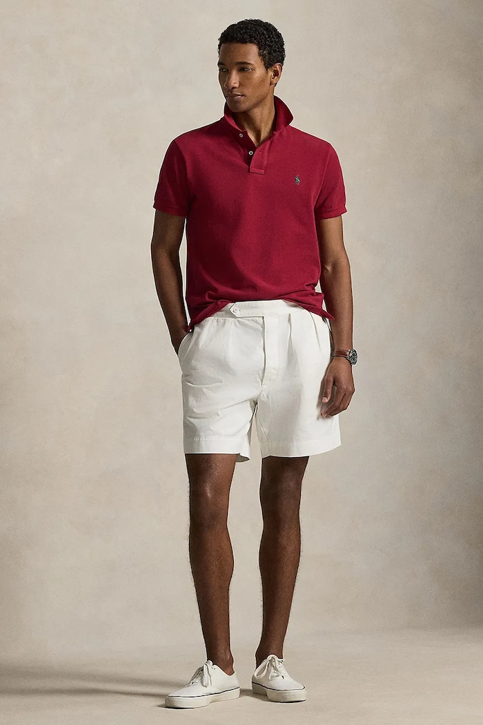 Ρούχα Polo Ralph Lauren πόλο βαμβακερό ανδρικό 710680784 μπορντό