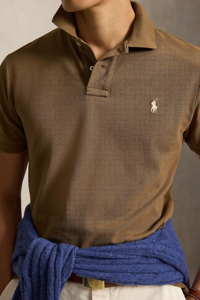 Polo męskie bawełniane Polo Ralph Lauren 710680784 brązowy