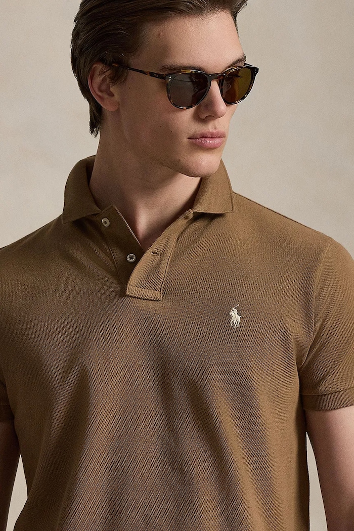 Polo Ralph Lauren πόλο ανδρικό βαμβακερό καφέ 710680784