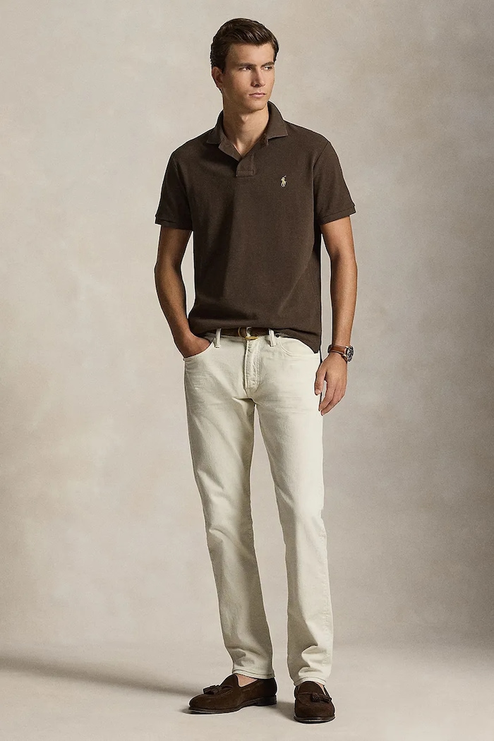 Odzież Polo Ralph Lauren polo męskie bawełniane 710680784 brązowy