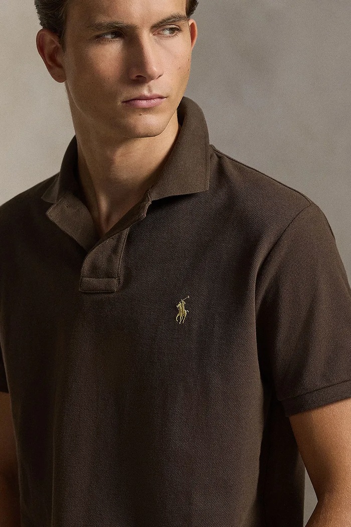 Polo Ralph Lauren polo męskie bawełniane brązowy 710680784