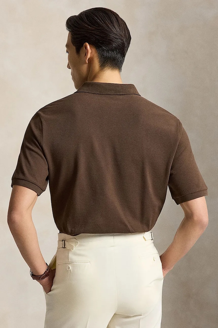 Polo Ralph Lauren polo męskie bawełniane 710534735 brązowy SS24